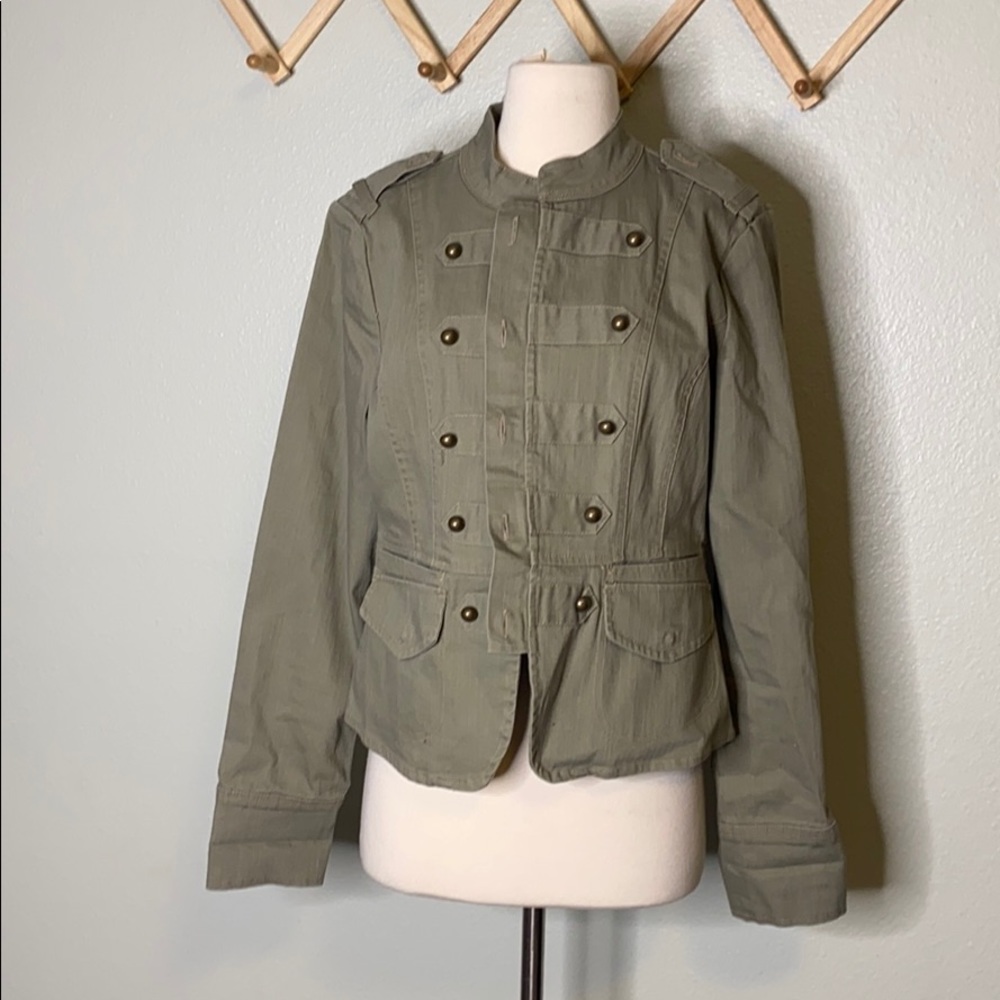 Womens DKNY Military Style Jean Coat Olive Sz L
